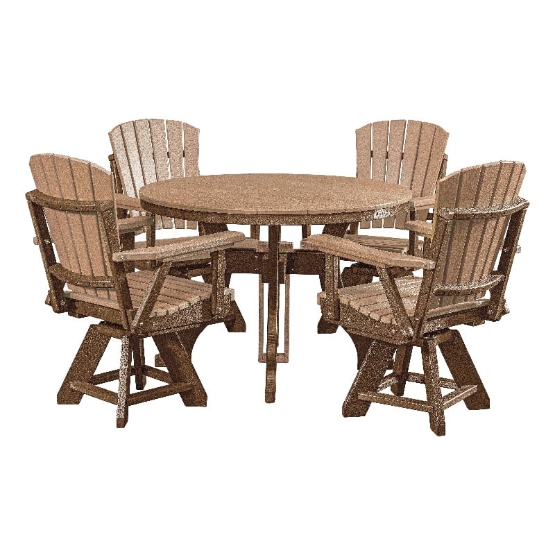 Five Piece Round Dining Height Dining Set in Cedar/Tudor