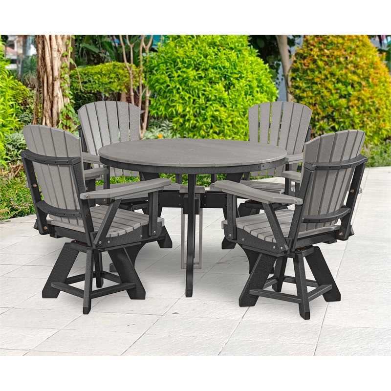 Five Piece Round Dining Height Dining Set in Light Grey/Black