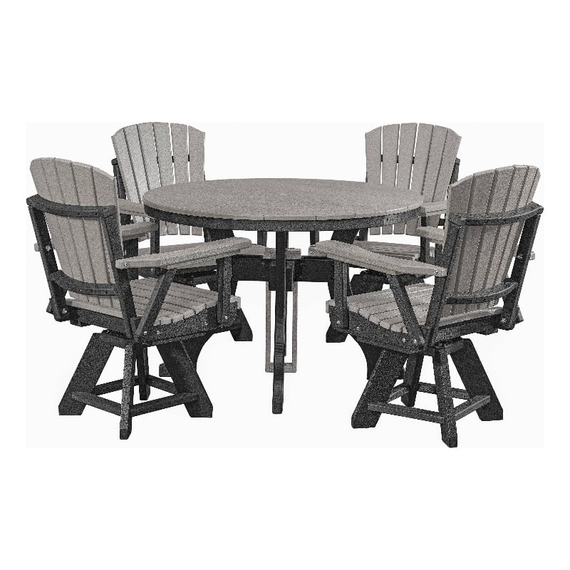Five Piece Round Dining Height Dining Set in Light Grey/Black