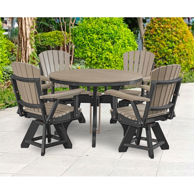 Five Piece Round Dining Height Dining Set in Weatherwood/Black