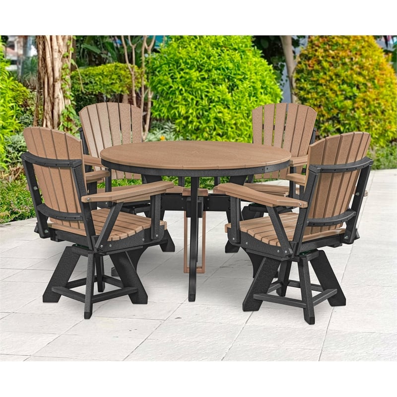 Five Piece Round Dining Height Dining Set in Cedar/Black
