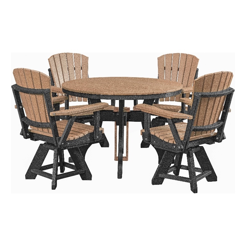 Five Piece Round Dining Height Dining Set in Cedar/Black