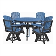 Five Piece Round Dining Height Dining Set in Blue/Black