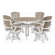 Five Piece Round Dining Height Dining Set in Weatherwood/White