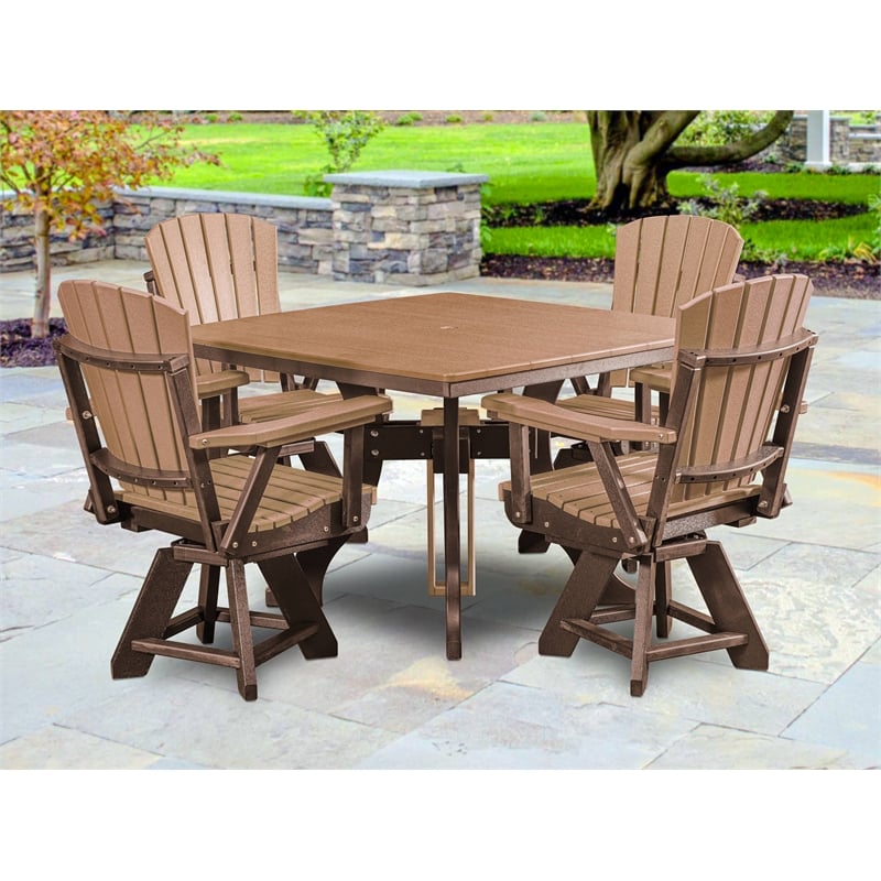 Five Piece Square Dining Height Dining Set in Cedar/Tudor