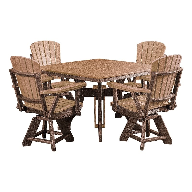 Five Piece Square Dining Height Dining Set in Cedar/Tudor