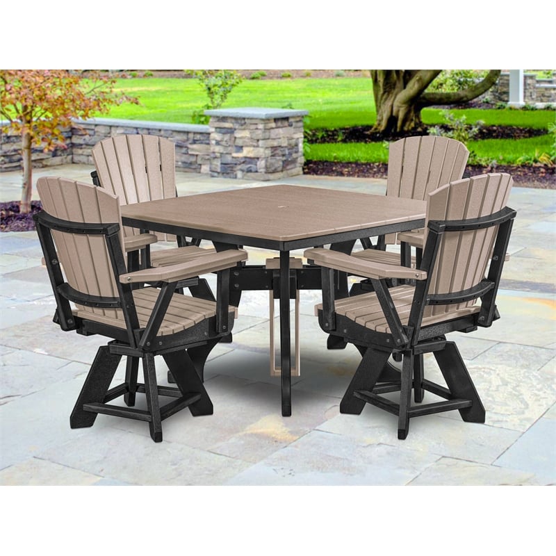 Five Piece Square Dining Height Dining Set in Weatherwood/Black