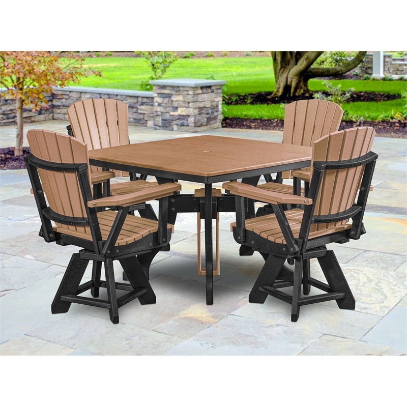 Five Piece Square Dining Height Dining Set in Cedar/Black