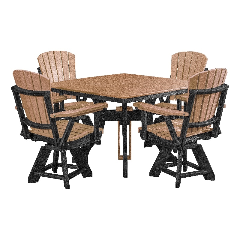 Five Piece Square Dining Height Dining Set in Cedar/Black