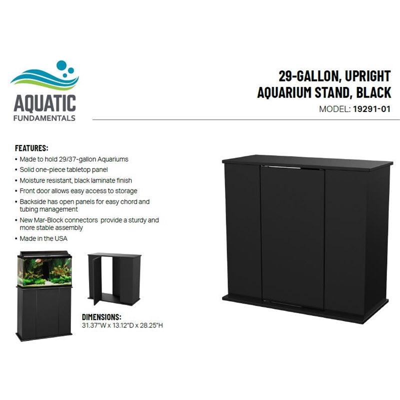 Aquatic Fundamentals 29/37 Gallon Black Upright Aquarium Stand