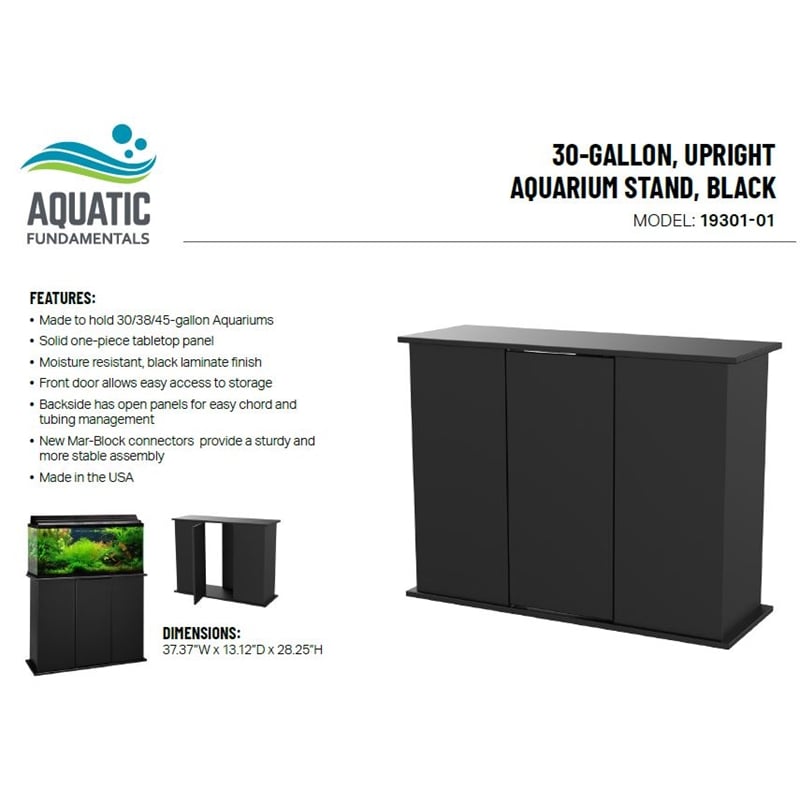Aquatic Fundamentals 30/45  Gallon Black Upright Aquarium Stand