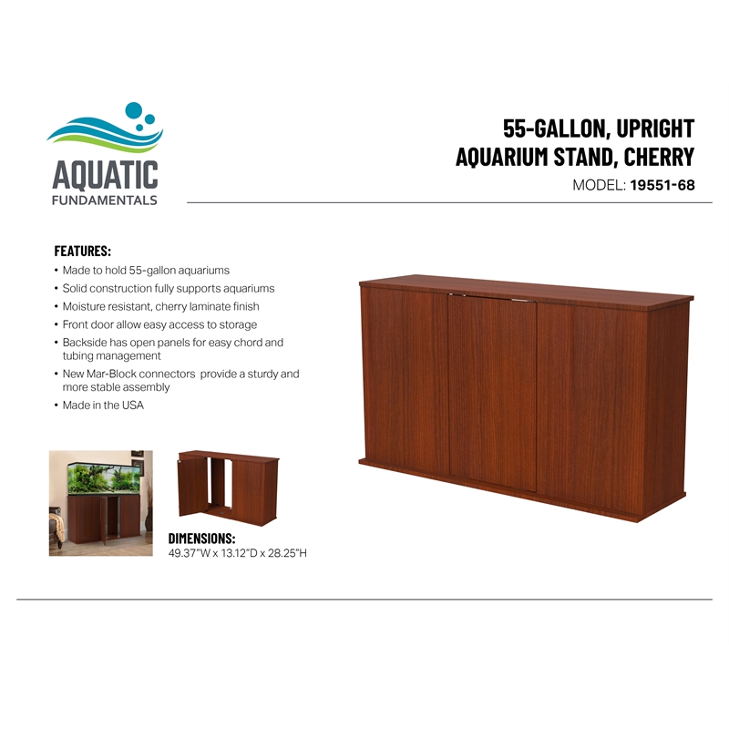 Aquatic Fundamentals 55 Gallon Serene Cherry Upright Aquarium Stand