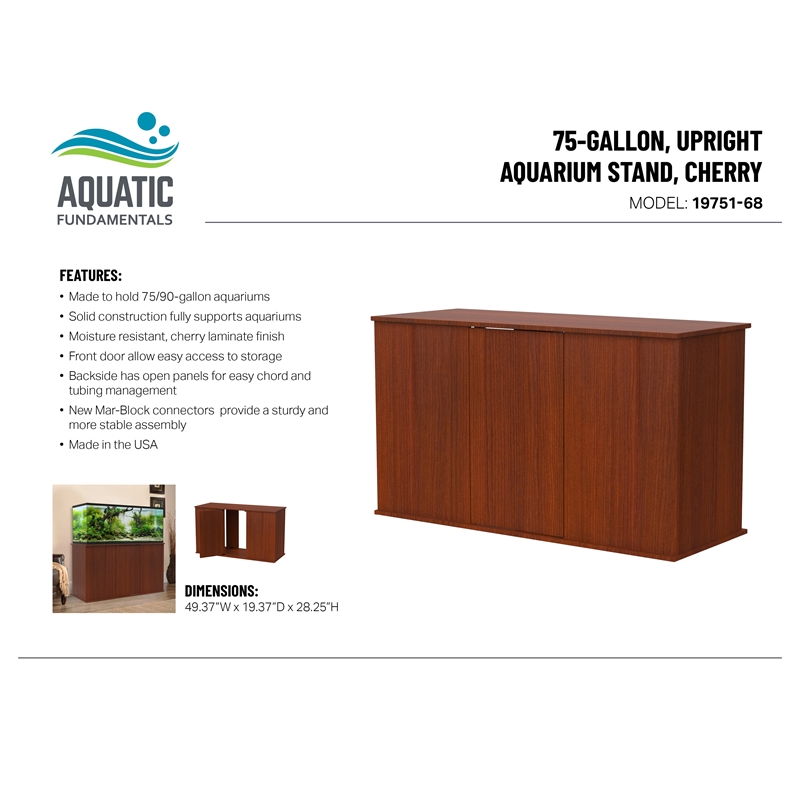 Aquatic Fundamentals 75/90 Gallon Serene Cherry Upright Aquarium Stand