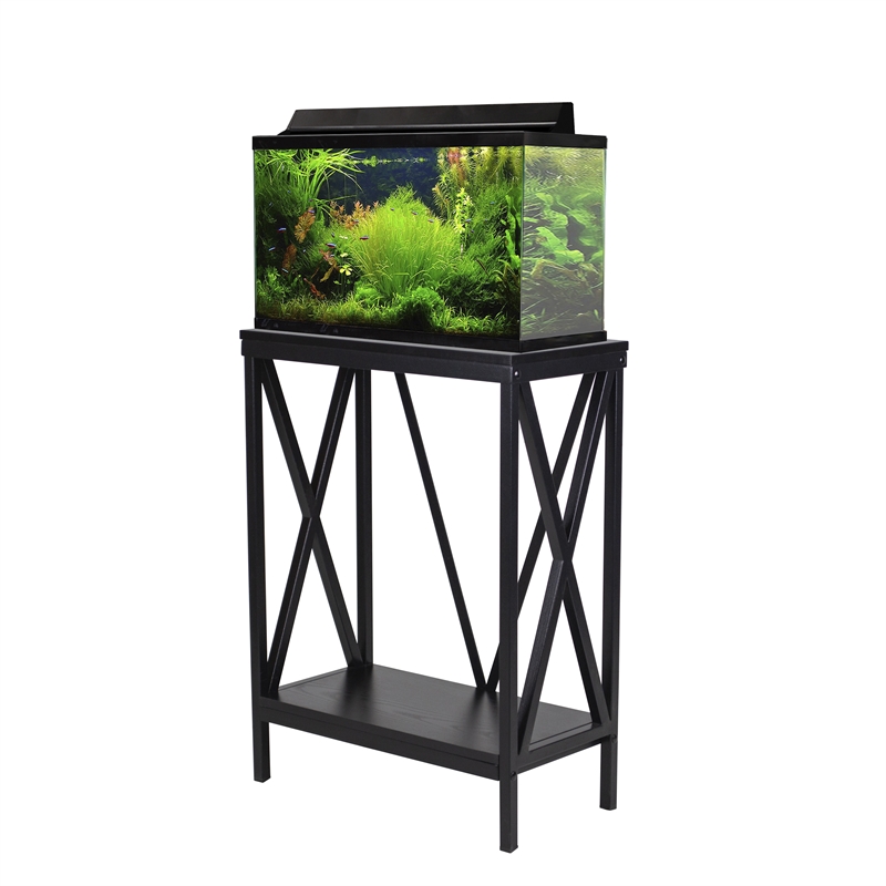 Aquatic Fundamentals 10 Gallon Steel X Frame Aquarium Stand with lower shelf