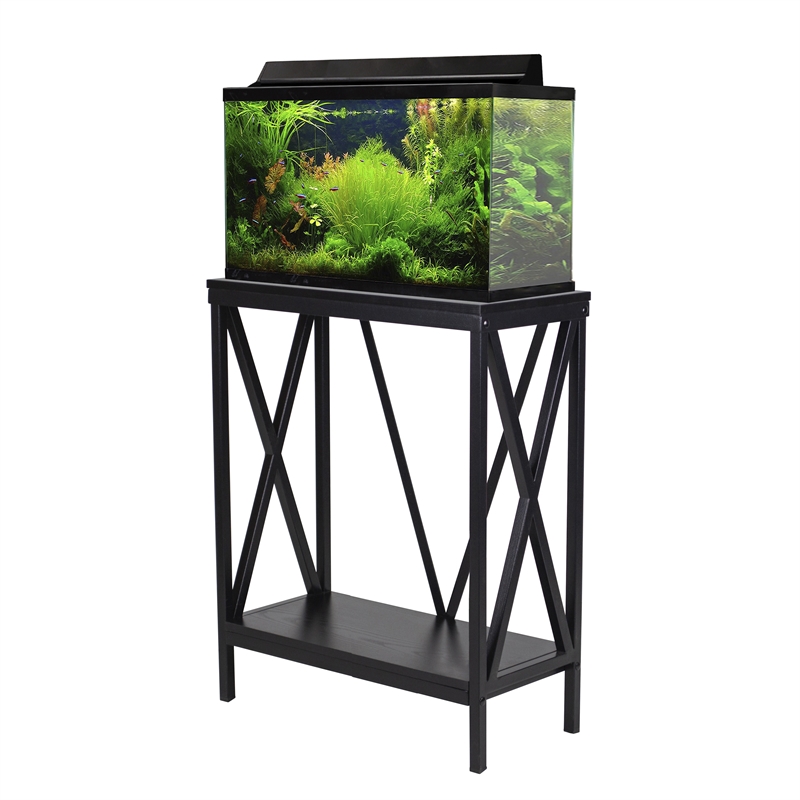 Aquatic Fundamentals 20 Gallon Steel X Frame Aquarium Stand with lower shelf