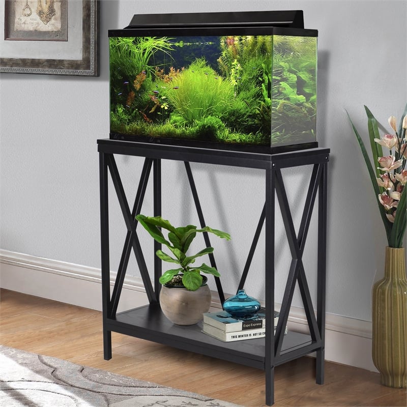 Aquatic Fundamentals 29/37 Gallon Steel X Frame Aquarium Stand with lower shelf
