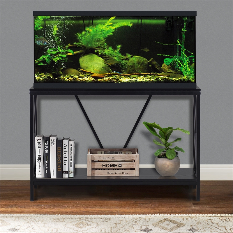 Aquatic Fundamentals 40/55 Gallon Steel X Frame Aquarium Stand with lower shelf