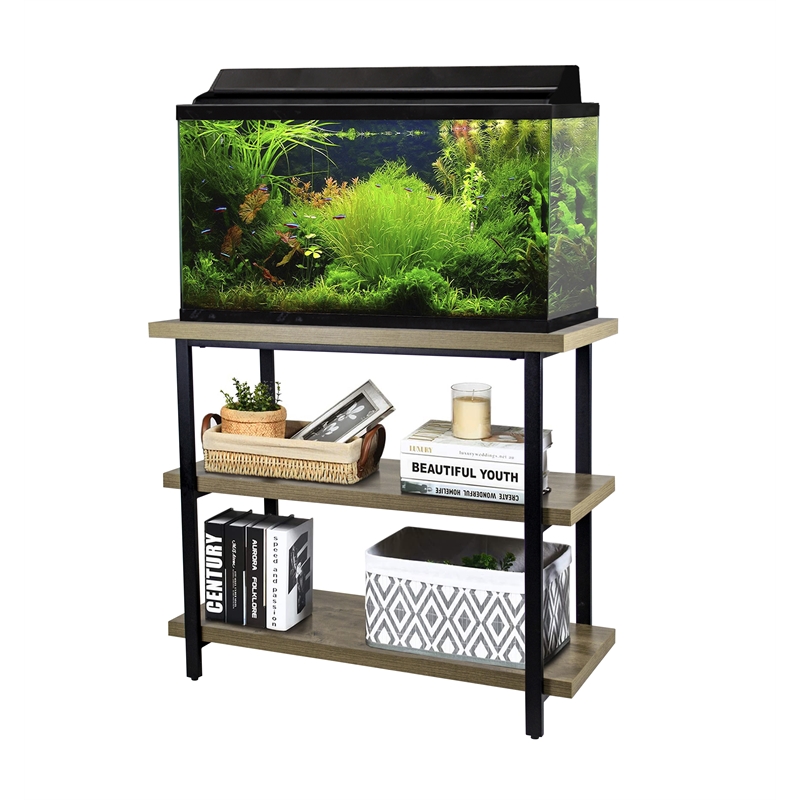 Aquatic Fundamentals 29/37 Gallon 3-Tier Aquarium Stand Gray Wash