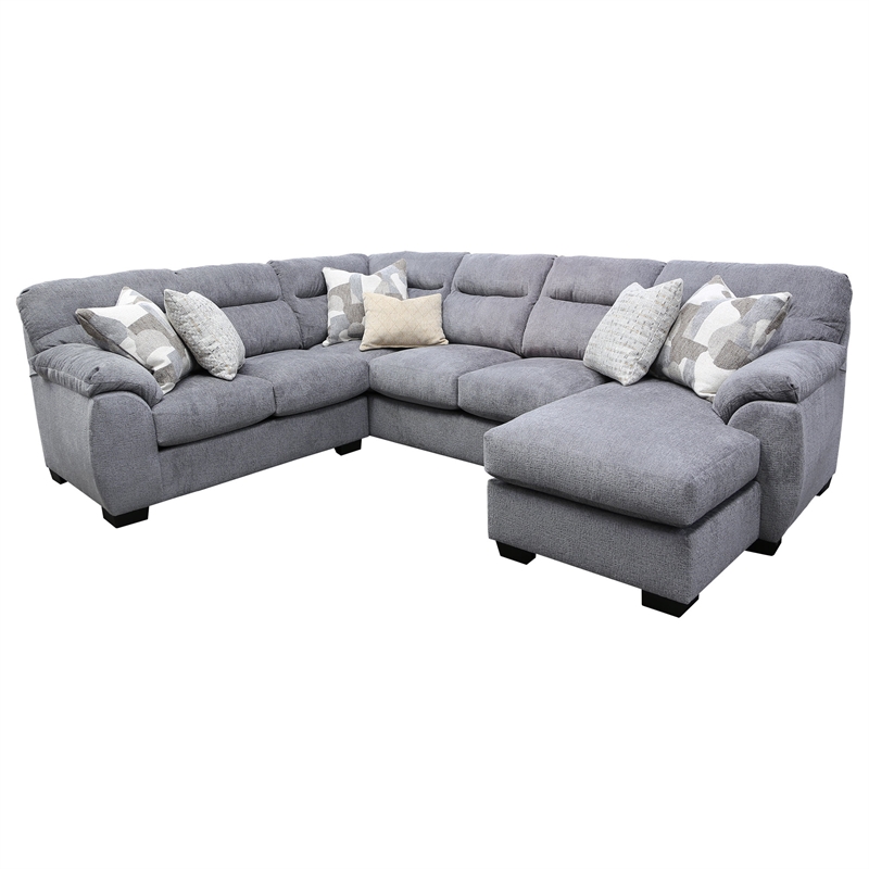 American Furniture Classics Cabral Slate U Shaped Sectional with 6 Throw Pillows