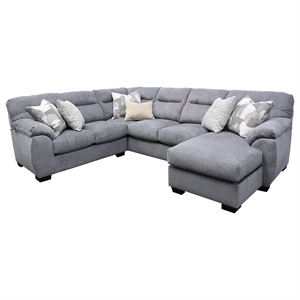American Furniture Classics Cabral Slate U Shaped Sectional with 6 Throw Pillows