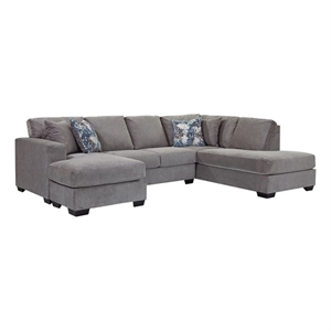 American Furniture Classics Graphite U Shaped Sectional with 4 Throw Pillows