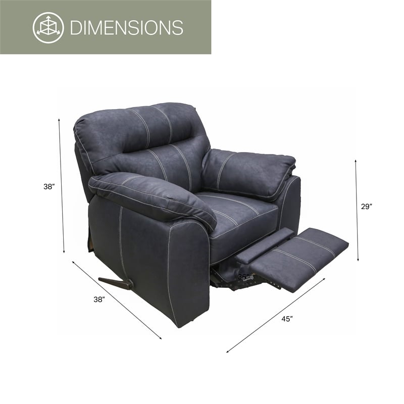 American Furniture Classics Rocker Recliner Chair in Black Faux Leather