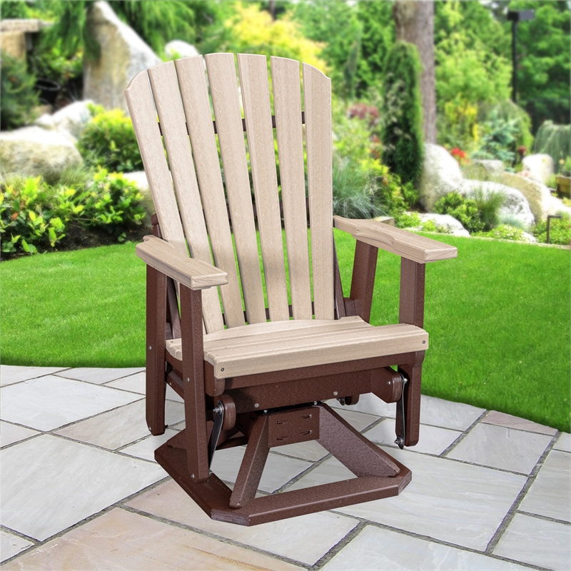 American Furniture Classics Fan Back Swivel Glider in Birchwood/Tudor Brown