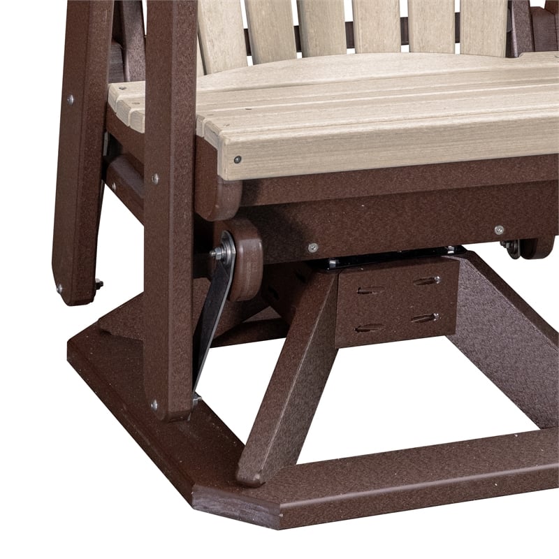 American Furniture Classics Fan Back Swivel Glider in Birchwood/Tudor Brown