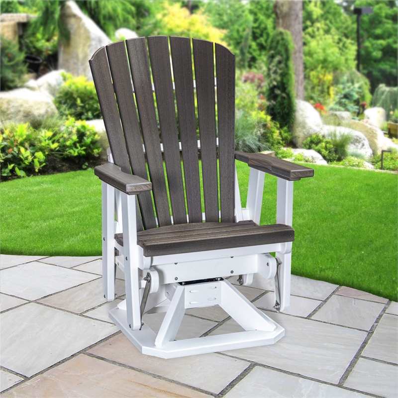 American Furniture Classics Fan Back Swivel Glider in Coastal Gray/White