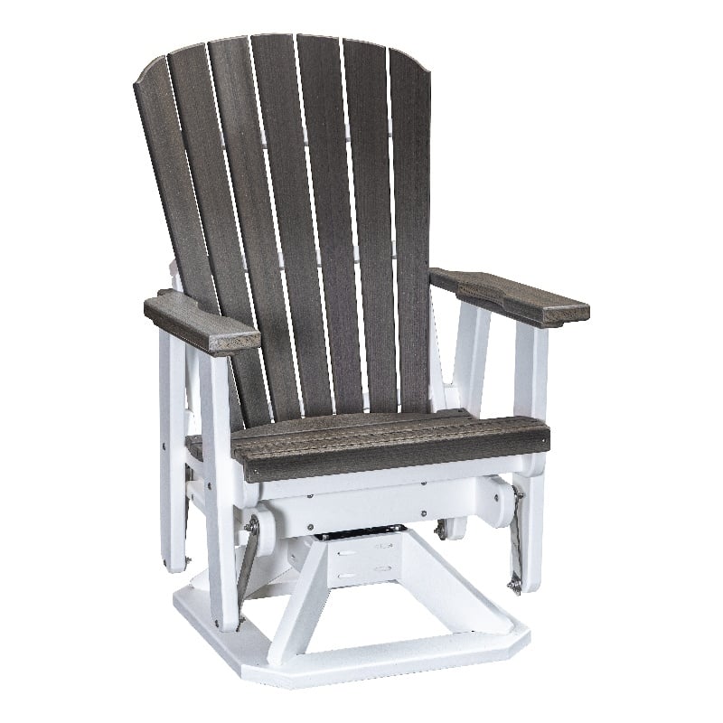 American Furniture Classics Fan Back Swivel Glider in Coastal Gray/White