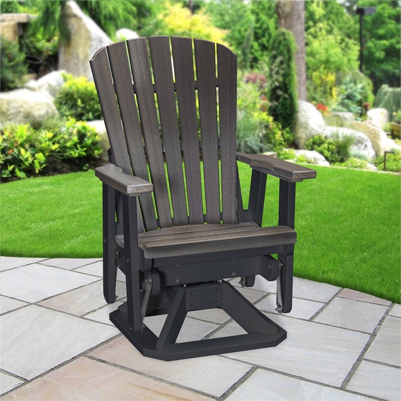 American Furniture Classics Fan Back Swivel Glider in Coastal Gray/Black