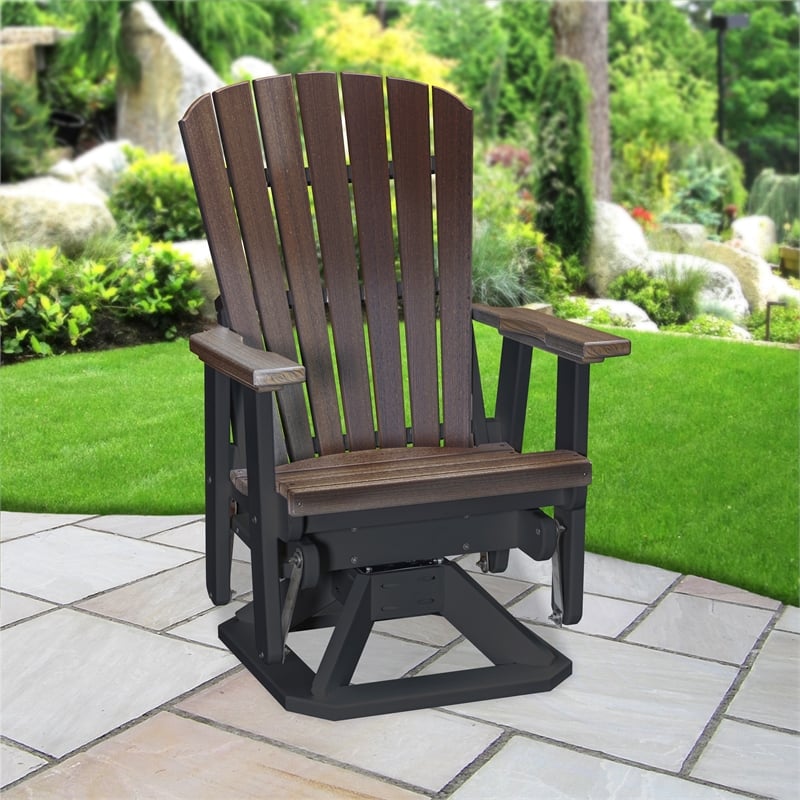 American Furniture Classics Fan Back Swivel Glider in Brazilian Walnut/Black