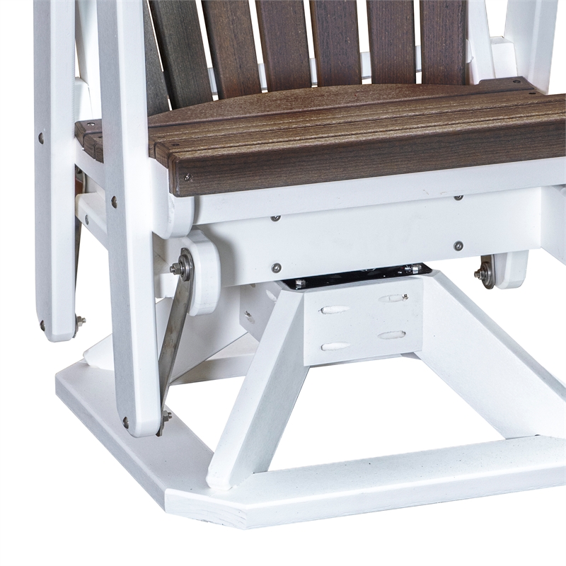 American Furniture Classics Fan Back Swivel Glider in Brazilian Walnut/White