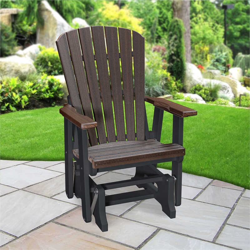 American Furniture Classics Fan Back Glider in Brazilian Walnut/Black