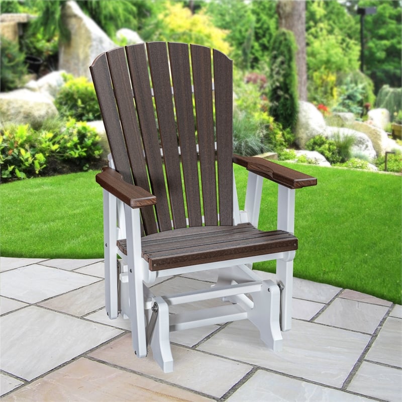 American Furniture Classics Fan Back Glider in Brazilian Walnut/White