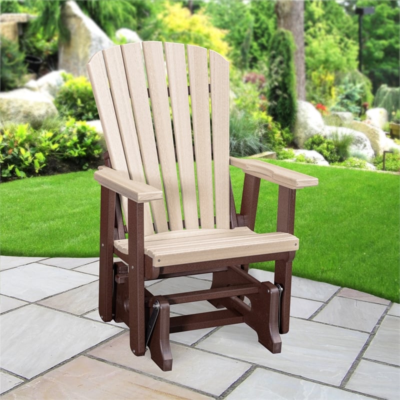 American Furniture Classics Fan Back Glider in Birchwood/Tudor Brown