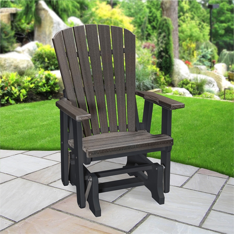 American Furniture Classics Fan Back Glider in Coastal Gray/Black