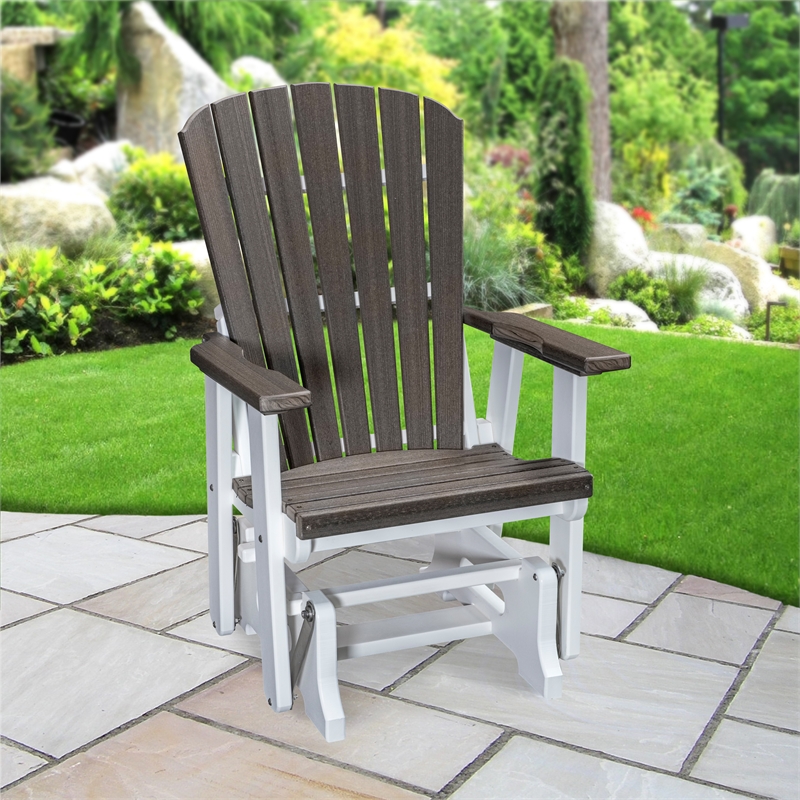 American Furniture Classics Fan Back Glider in Coastal Gray/White