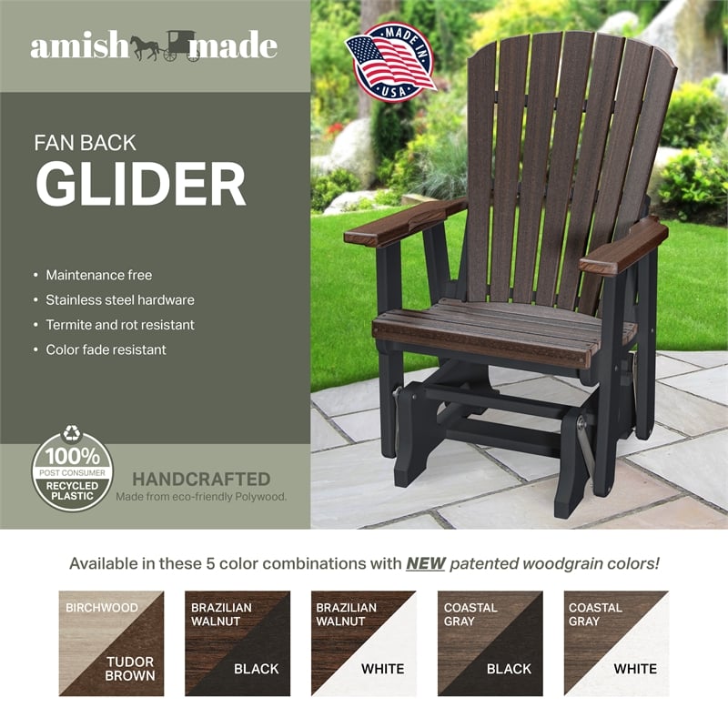 American Furniture Classics Fan Back Glider in Coastal Gray/White