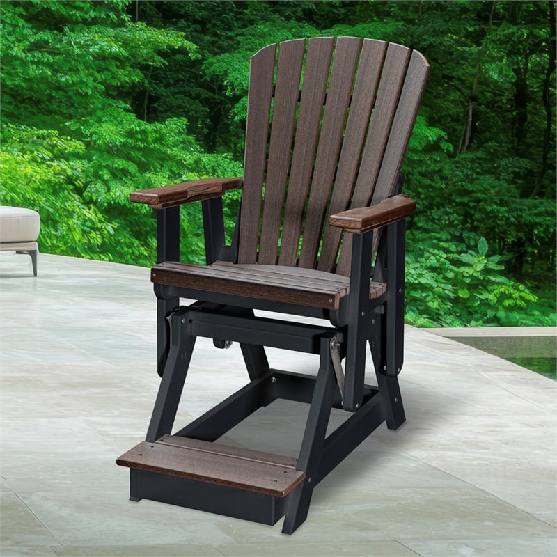 American Furniture Classics Fan Back Balcony Glider in Brazilian Walnut/Black