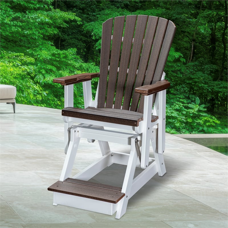 American Furniture Classics Fan Back Balcony Glider in Brazilian Walnut/White