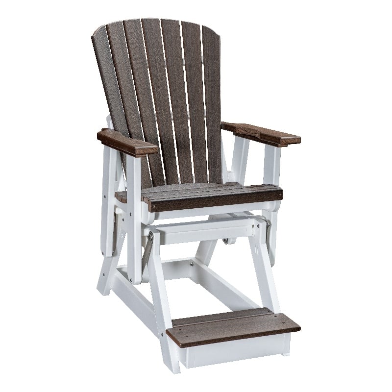 American Furniture Classics Fan Back Balcony Glider in Brazilian Walnut/White