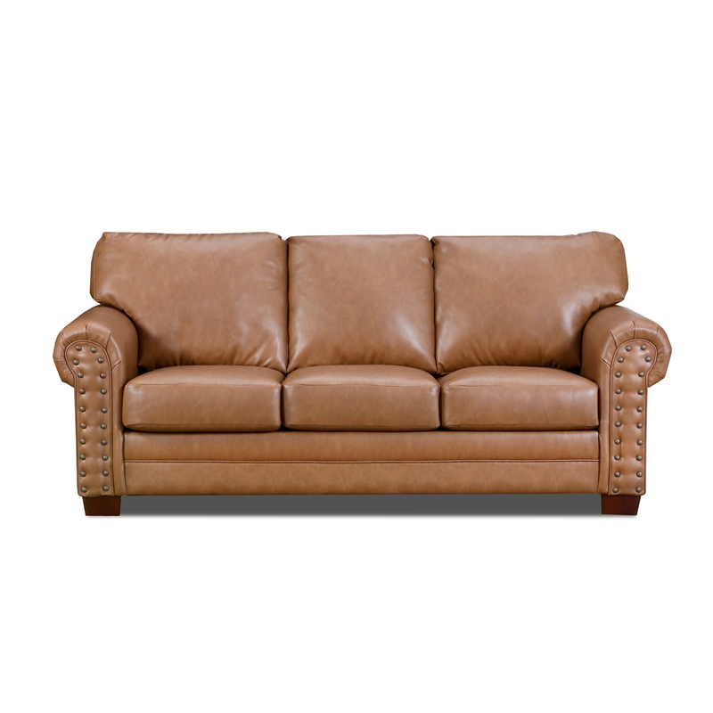 American Furniture Classics Vegan Leather Rolled Arm Sleeper Sofa