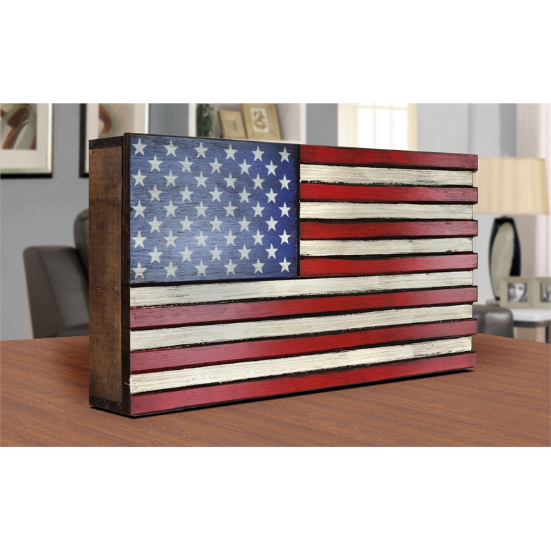 Mini American Flag Wall Display with Hidden Locking Gun Concealment