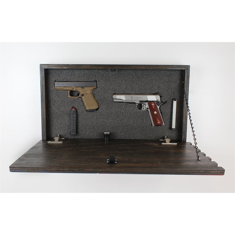 Mini American Flag Wall Display with Hidden Locking Gun Concealment