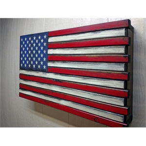 Large American Flag Wall Hanging Gun Concealment with Two Secret Compartments