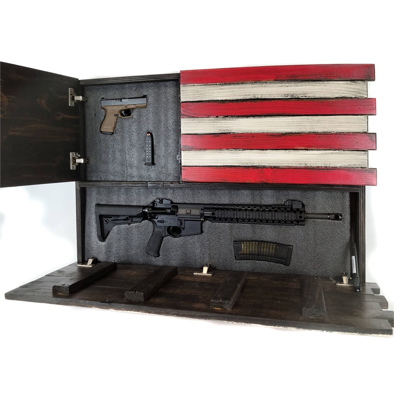 Large American Flag Wall Hanging Gun Concealment with Two Secret Compartments