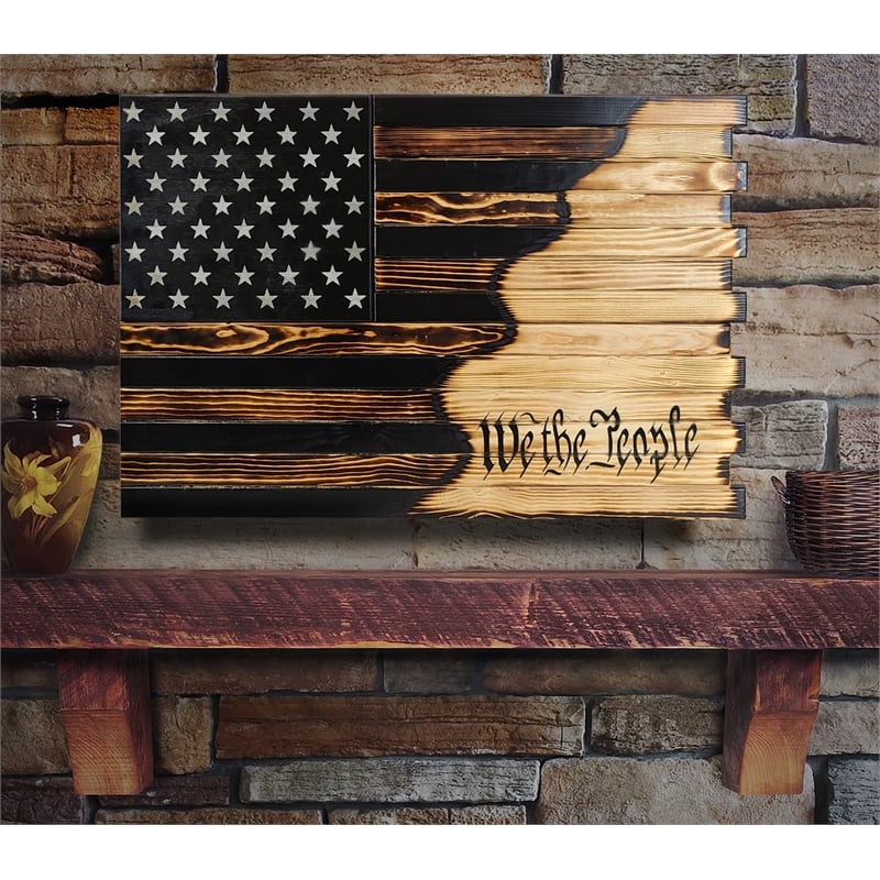 Large We The People Wall Hanging Gun Concealment with Two Secret Compartments