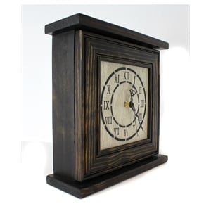 Mantel Clock in Dark Walnut Veneer with Secret Compartment