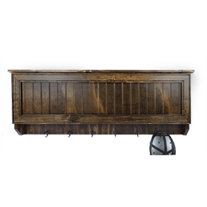 Large Wall Hanging Coat Rack in Dark Walnut with Secret Locking Gun Concealment